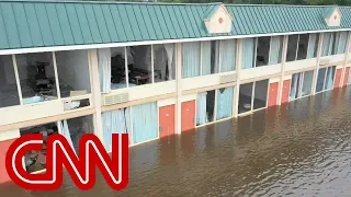 Drone video shows severe flooding in North Carolina (No audio)