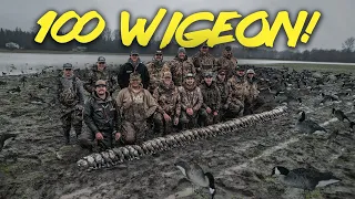 WIGEON FRENZY IN THE MUD AND RAIN!! (MASSIVE DECOY SPREAD, WASHINGTON DUCK HUNTING)