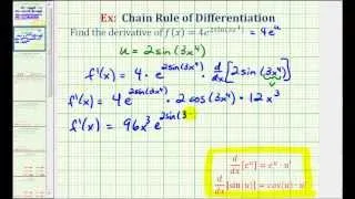 Ex:  Derivative Using the Chain Rule Twice - Exponential and Trig Functions