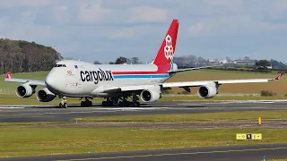 [4K] Cargolux Boeing 747-400F Landing & Takeoff at Prestwick Airport