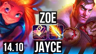 ZOE vs JAYCE (MID) | 10 solo kills, 1500+ games, Legendary | EUW Diamond | 14.10