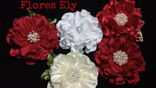 DIY //Como hacer una flor🌺🌺 con tela  razo americano//floresely