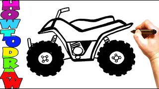 How to Draw a Quad Easy | ATV | Quad Bike Easy Step By Step For Beginners