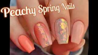 Dip With Me: Peachy Spring Nails ~ Dip Powder Scrub Ombre and Color Block