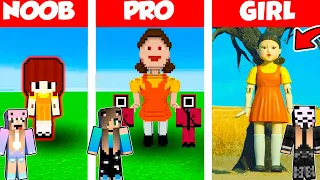 Minecraft Battle: DOLL FROM THE GAME OF SQUID BUILD CHALLENGE - NOOB vs PRO vs GIRL / Animation