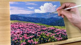 Cloudy Flower Valley / Acrylic Painting / Correa Art