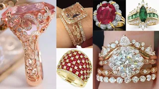 Elegant Gold Stones Rings Designs || VERY VERY PRETTY DESIGNS OF GOLD RINGS WITH STONES #GOLDRINGS