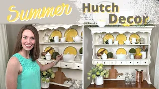 SUMMER COTTAGE DECORATING IDEAS | FARMHOUSE HUTCH SUMMER DECOR | SUMMER DINING ROOM, part 1