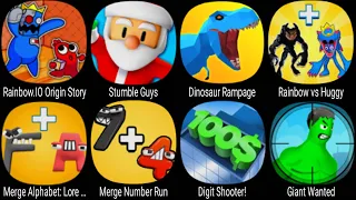 Rainbow.IO Origin Story, Stumble Guys, Dinosaur Rampage, Rainbow vs Huggy, Merge Number Run