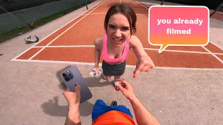 SPORTY AND AGGRESSIVE GIRL SAW ME WITH CAMERA IN HAND @DumitruComanac (Funny Parkour POV)