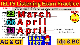 23 MARCH, 06 APRIL & 23 APRIL 2024 | IELTS LISTENING TEST 2024 WITH ANSWERS | IELTS | IDP & BC