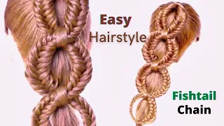 Fishtail Chain Link Hairstyle | Ponytail Fishtail Hairstyle