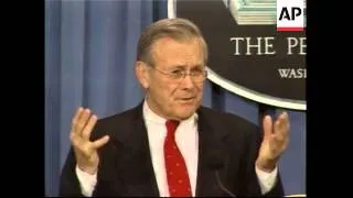 Rumsfeld briefing on Saddam interrogation, Iraq contracts