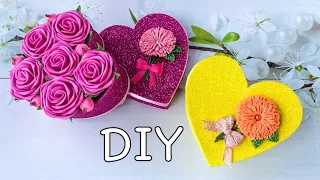 Коробка сердце своими руками Из Глиттерного Фоамирана / DIY Heart Shaped Gift Box Glitter Eva Foam