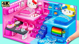 Build Hello Kitty Hot and Cold House from Polymer Clay with Kitchen, 2 Bedroom - DIY Miniature House