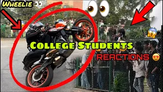 Girls hostel reactions on Wheelies ❤️‍🔥| ktm wheelie | Stoppie Fail in stuntshow💔 @samstuntz1987