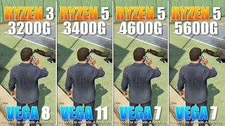 Ryzen 3 3200G vs Ryzen 5 3400G vs Ryzen 5 4600G vs Ryzen 5 5600G || Test in 5 Games