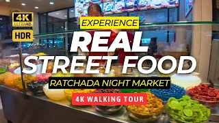 [4K HDR] Real Cheap Thai Street Food only Locals Know • Huai Khwang night market • Bangkok, Ratchada