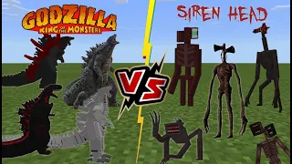 Team Godzilla VS Team Siren Head (MONSTER BATTLE!!!) Minecraft PE
