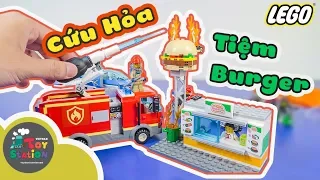 Cứu hỏa tiệm Burger và Bắt tội phạm nhảy dù với 2 set LEGO 60214, 60208 ToyStation 343