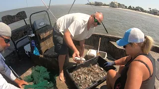 Shrimp Trawling... Look at our catch and our friends catch