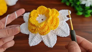 3D⚡Crochet Leaf Rose Flower 🌸🌿Crochet Leaf Rose Flower free pattern.