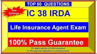 IC38 IRDA AGENT EXAM NEW 2024 PRICING VALUATION APPLICATIONS OF LIFE IC38 MOCK TEST ▶️10