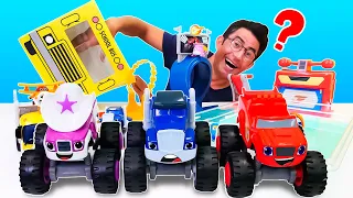 Oyuncak arabalar ile eğitici video. Nail Baba’nın kutusundan hangi araç çıkacak? Blaze ve Crusher