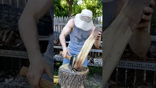 Rough hewing black locust with a heavy hatchet.  #woodworking #woodcarving #homesteading #bushcraft