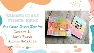 One Stencil Several Ways Hop! Gel plate goodness with my crafty buds!!