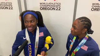 Twanisha Terry And Melissa Jefferson On Team USA's Gold Medal In 4x100m