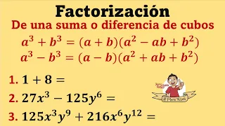 Factorización de una suma o diferencia de cubos. Para principiantes | Video 1 de 2.