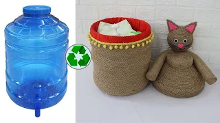 Amazing Reuse Waste Bottle 20l into Storage Things | Jute Craft Ideas