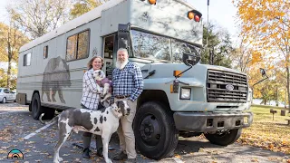 Empty Nesters DIY Raised Roof School Bus — HUGE Bathroom & Storage