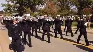 The Naval Academy Marching Band Drum and Bugle Corp w/bonus flyover FA18 footage - Notre Dame, IN