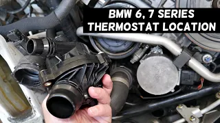 WHERE IS THE THERMOSTAT LOCATED ON BMW E63 E64 E65 E66 F01 F06 F12 F13