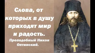 Слова, от которых в душу приходят мир и радость. Преподобный Никон Оптинский.