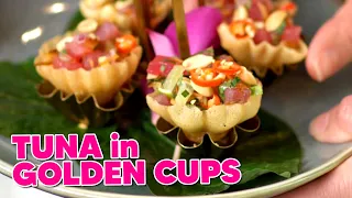 Chef Ian Kittichai Teaches Anna How to Make TUNA in GOLDEN CUPS!