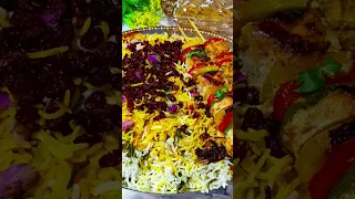 persian rice/saffron rice with chicken kebab #shorts