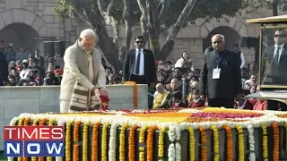 PM Modi Pays Tribute To Mahatma Gandhi At Rajghat