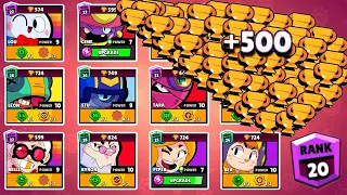 NONSTOP to 500 TROPHIES With EVERY BRAWLER! (Part 2) Brawl Stars