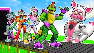 Funtime Foxy And Glamrock Chica Play FNAF Security Breach Tycoon in ROBLOX