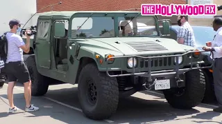 Arnold Schwarzenegger Gets Bombarded By Fans & Paparazzi In His Predator Inc. Tactical Hummer H1