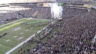 Seahawks Greenbay NFL 2014 kickoff game with Superbowl Banner intro