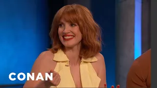 Jessica Chastain Was Immersed In 4,500 Gallons Of Fake Blood | CONAN on TBS