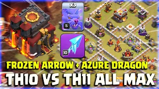 THIS COMBO IS INSANE🤯! TH10 VS TH11 ALL MAX WITH FROZEN ARROW + AZURE DRAGON | CLASH OF CLANS