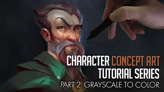 Character Concept Art Tutorial - Grayscale to Color!