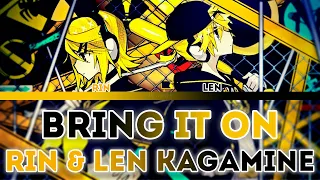 Rin & Len Kagamine - BRING IT ON(劣等上等 Rettou Joutou) [English, Español, Romaji, Lyrics, Color coded]