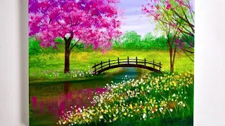 Spring Painting | Spring Landscape Painting | Acrylic Painting