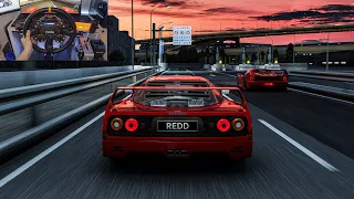 Ferrari F40 & Ferrari F50 Convoy on Hanshin Expressway - Assetto Corsa | Moza R16 + Pimax